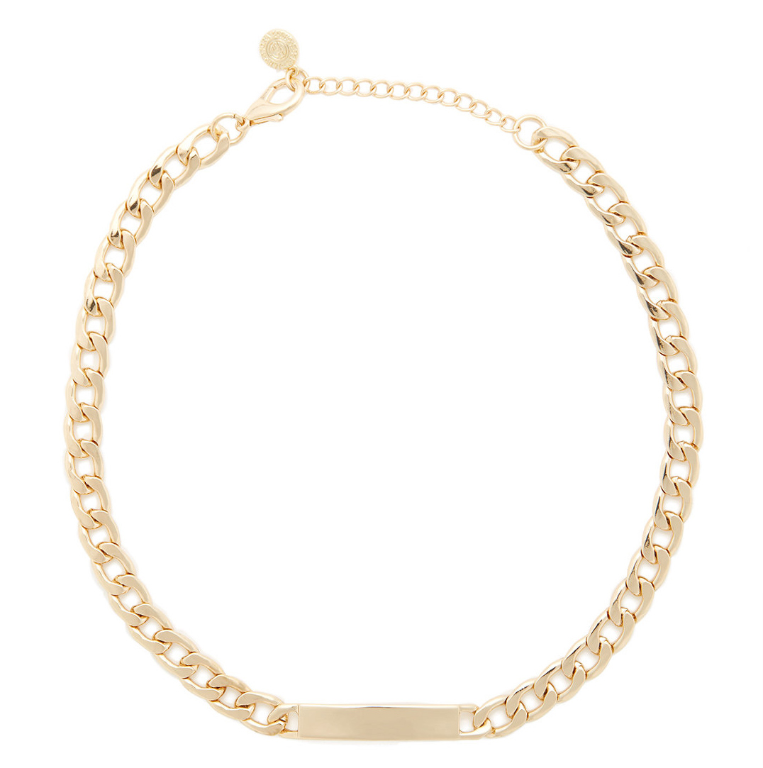 R.J. Graziano Gold Id Plate Link Collar Necklace